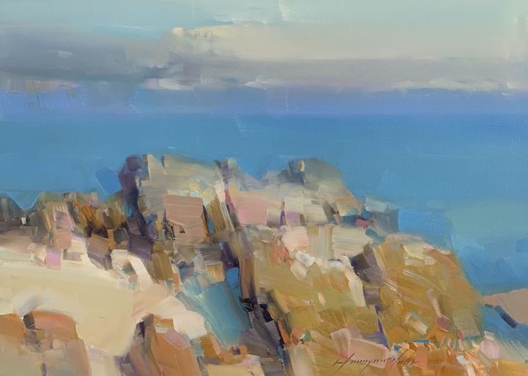 Ocean Cliffs, Original oil Painting, Handmade artwork, One of a Kind          